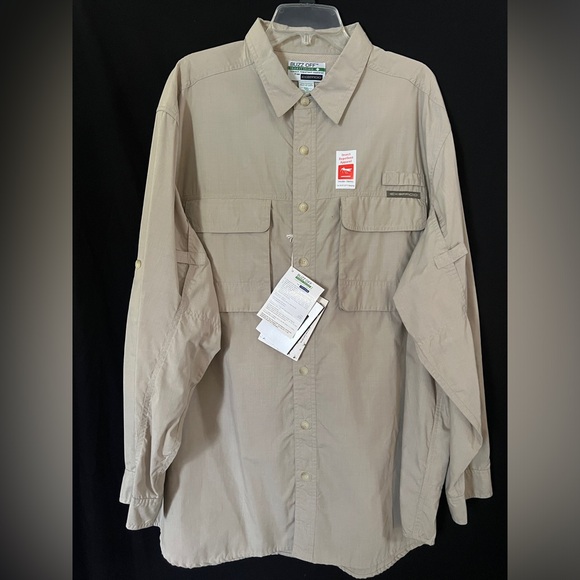 NWT Men’s Exofficio Buzz Off Insect Repellent Shirt Khaki Size XXL